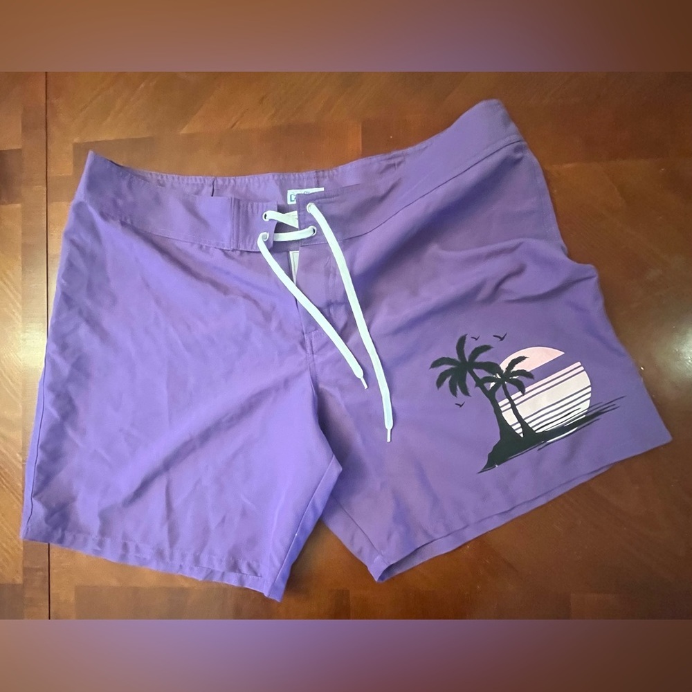 Milken 90s Y2K Purple Sunset Board Shorts Swim Trunks Bathing Suit Men’s XL
